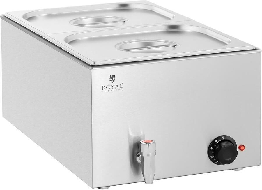 Voedselverwarmer Bain Marie Waterbad Verwarmer Buffetten Warm Houden Met Afvoerkraan 2 GN 1 2 Zilver