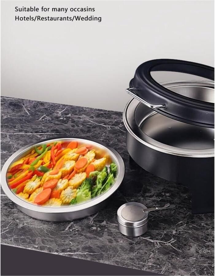 Voedselverwarmer Buffet Chafing Dish Feesten en Evenementen Transparant Hydraulisch Deksel 6L of 9L Capaciteit Metaal