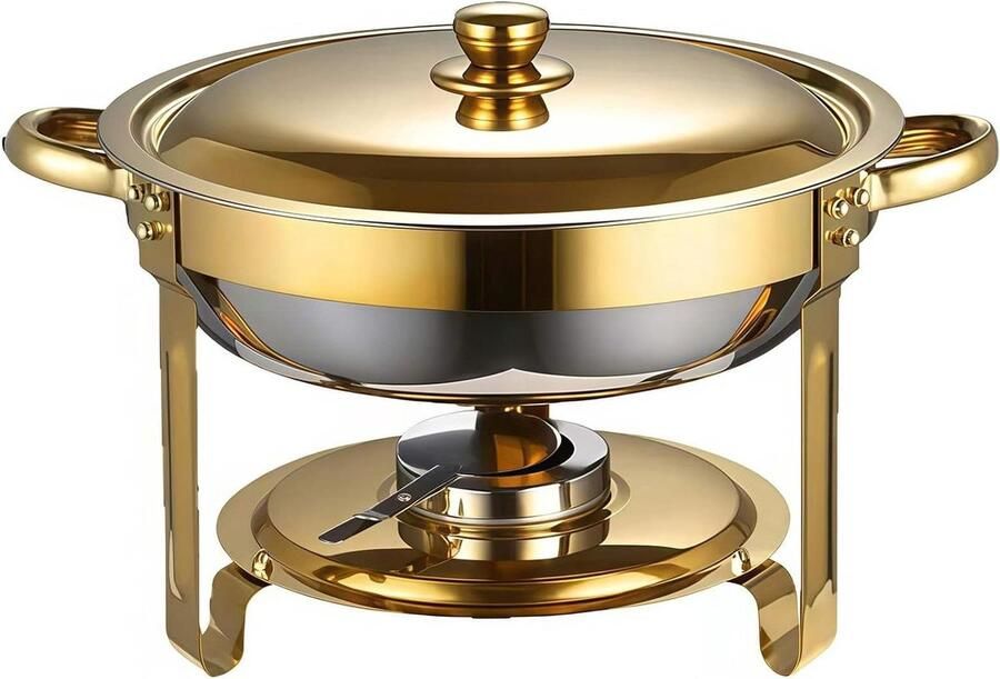 Chafing Dish Set Buffet Warmer Feesten Serveren Roestvrij Staal 6 Liter Capaciteit Zilverkleurig