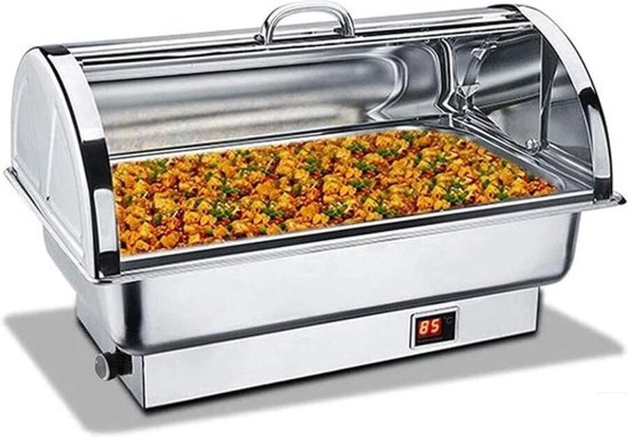 Voedselverwarmer Buffet Elektrische Warmhoudbak Feesten & Buffetten Verstelbare Temperatuur 9 Liter Capaciteit Zilver