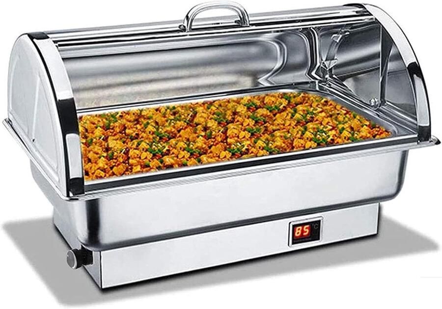 Voedselverwarmer Buffet Elektrische Warmhoudbak Feesten & Buffetten Verstelbare Temperatuur 9 Liter Capaciteit Zilver