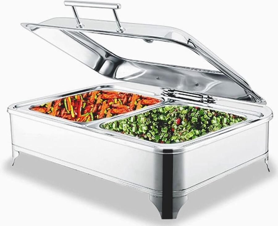 Voedselverwarmer Buffet warmer Feesten organiseren Elektrische temperatuurregeling 9L capaciteit Zilver