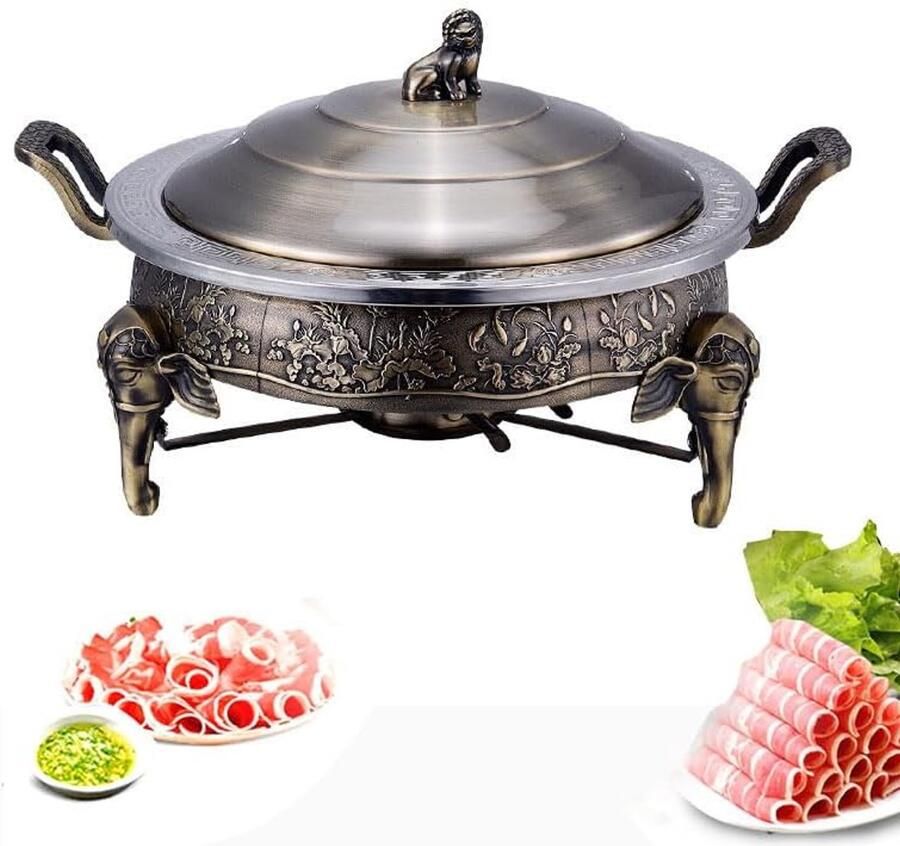 Voedselverwarmer Buffetserver warmhoudbak Diner buffet Elegant handvat ontwerp 28cm Brons