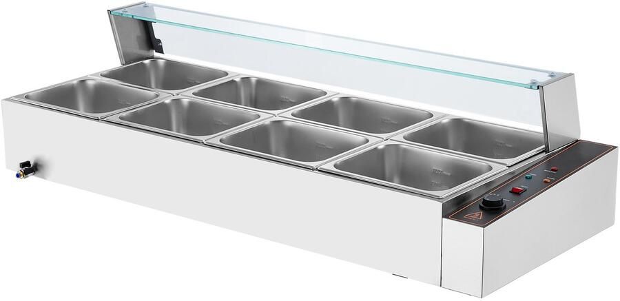 Voedselverwarmer Chafing Dish Gastronorm Container 8x8Qt Buffetglasplaat