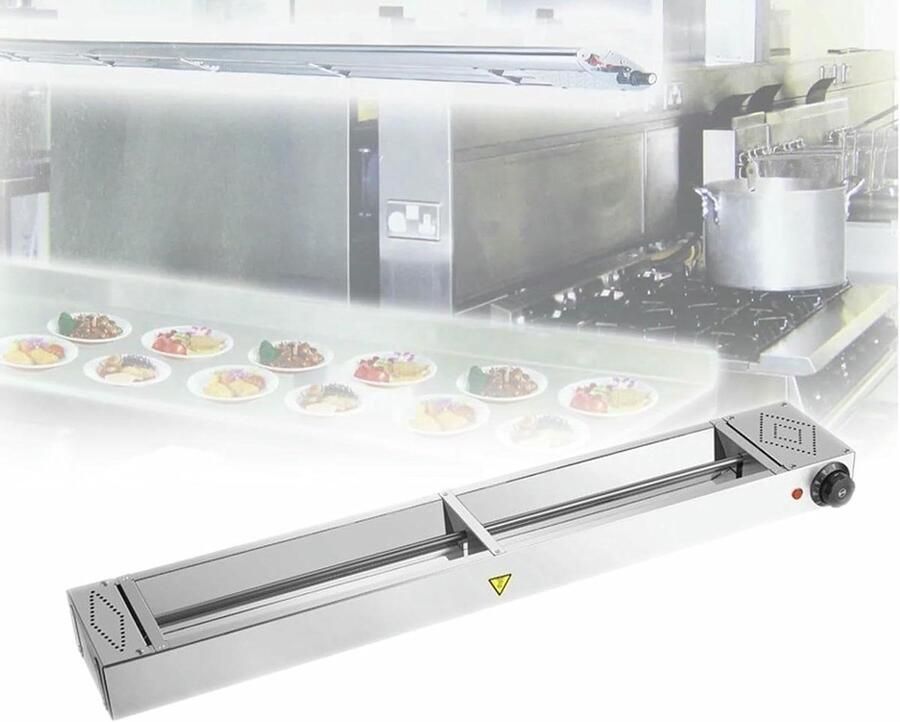 Voedselverwarmer Lamp Warmhoudlamp Keuken Eten Warm Houden Instelbare Temperatuur 90x15x6.5cm Zilver