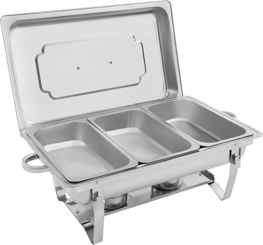 Voedselverwarmer RVS Warmhoudcontainer Buffet Catering Feesten Hoogglans Druppelvrij 9 Liter Inhoud Zilverkleurig