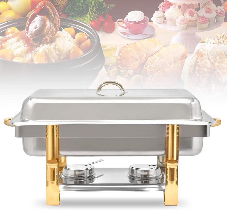 Voedselverwarmer RVS Warmhoudcontainer Buffet Catering Feesten Roestvrij Staal 9 Liter Zilver