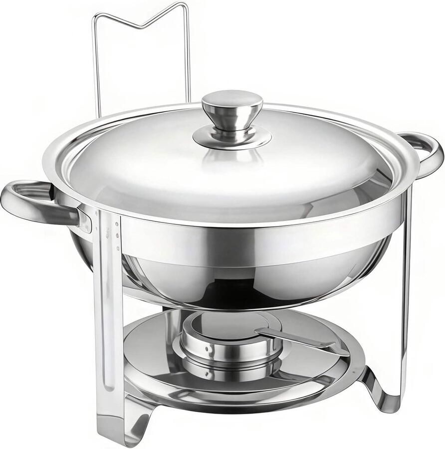 Voedselverwarmer Set Buffet Container Gerechten Warm Houden Roestvrij Staal 4.5 of 6 Liter Zilver