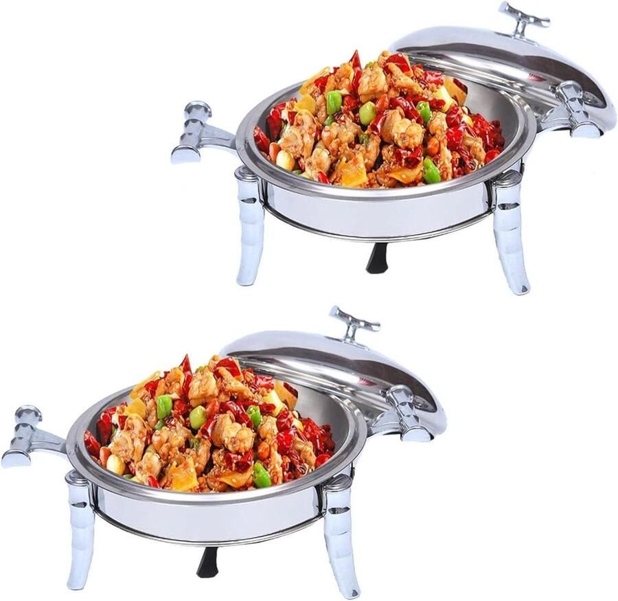 Voedselverwarmer Set Buffet Server Eten Warm Houden Roestvrij Staal 28 cm Zilver