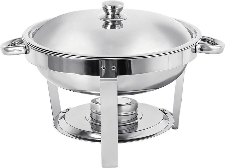Voedselverwarmer Set Buffet Warm Houden Feesten Organiseren Royale Capaciteit 5 Liter Zilverkleurig