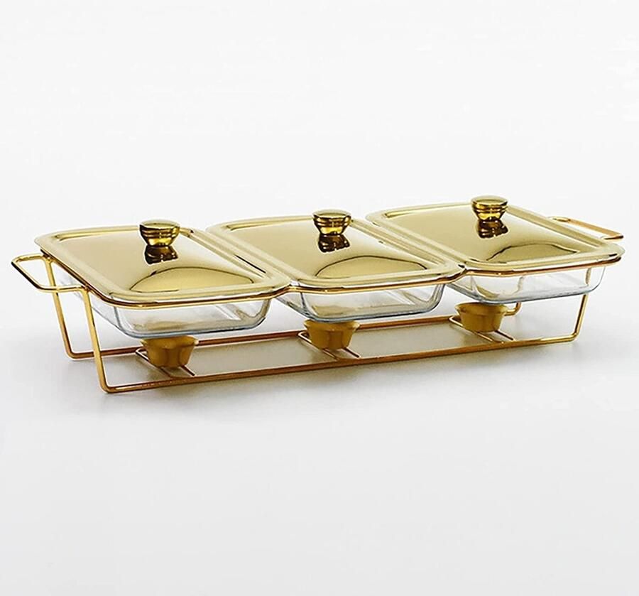 Voedselverwarmer Set Buffet Warmhoudbak Feestelijke Buffetten Roestvrij Staal Volledige Grootte Zilver