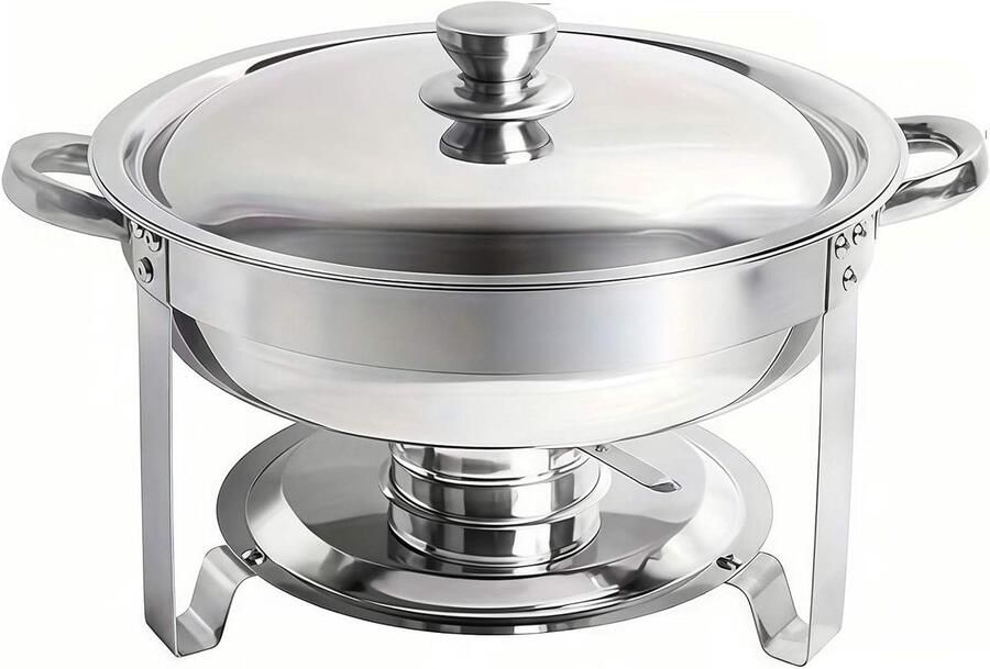 Voedselverwarmer Set Buffet Warmhouder Feestelijk Serveren Roestvrij Staal 6 Liter Capaciteit Zilverkleurig