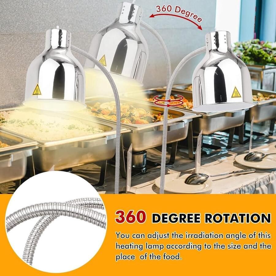 Voedselverwarmer Station Buffet Warmer Restaurantkeuken Thuis Dubbele Regelbare Kap 70x27cm Metaal