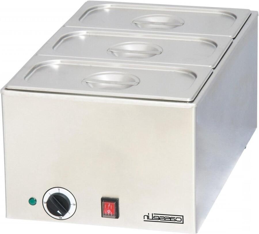 Voedselverwarmer Warmhoudbak Buffet Warm Houden 5 Temperatuurstanden 3x GN 1 3 Zilver
