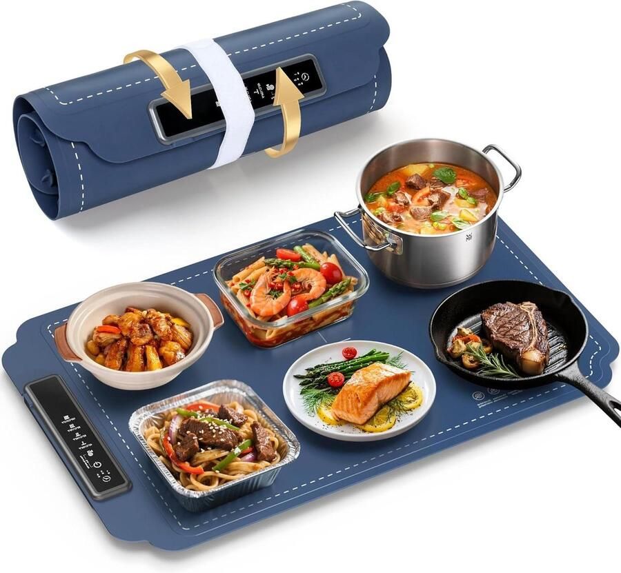 Voedselverwarmer Warmhoudbak Eten Warm Houden Snelle Gelijkmatige Verwarming 1.54 kg Donkerblauw