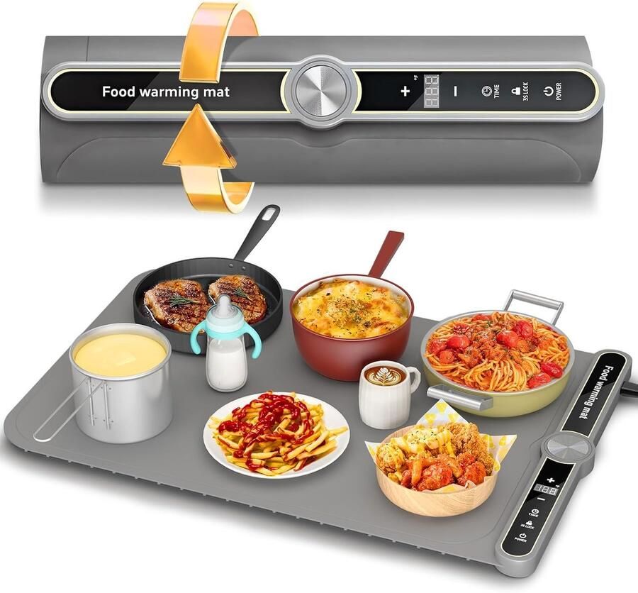 Voedselverwarmer Warmhoudbak Feestjes Buffet Snelle Opwarming 10s 9 Temperatuur Niveaus Grijs