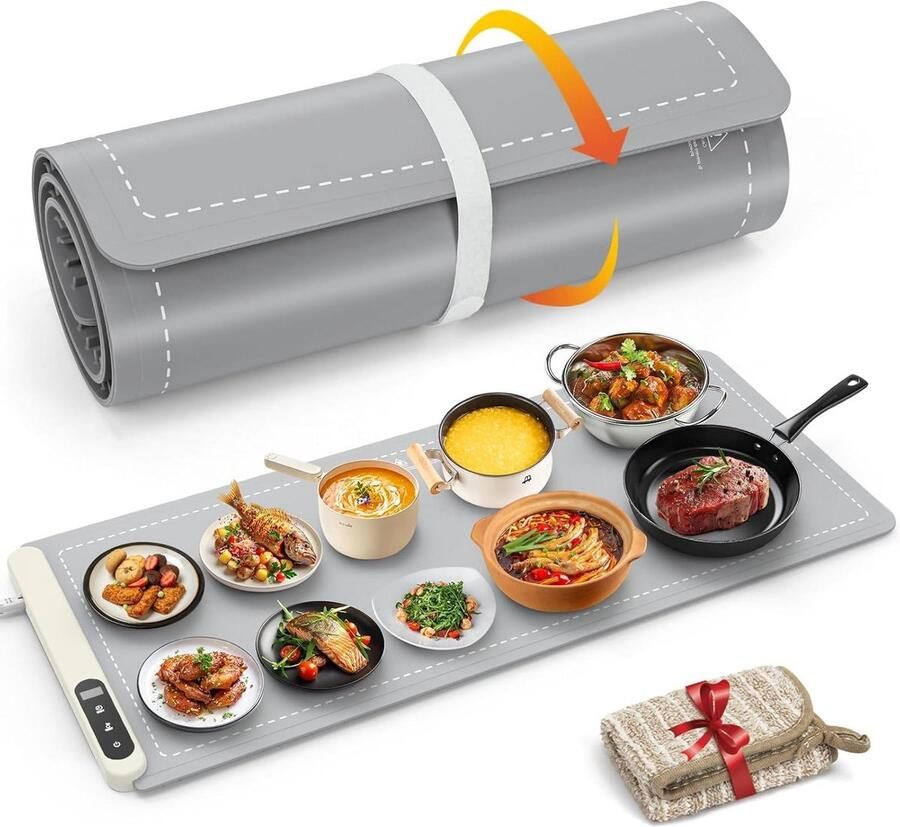 Voedselverwarmingsmat Warmhoudbak Elektrisch Eten Warm Houden Volledige Oppervlakteverwarming Extra Groot Grijs