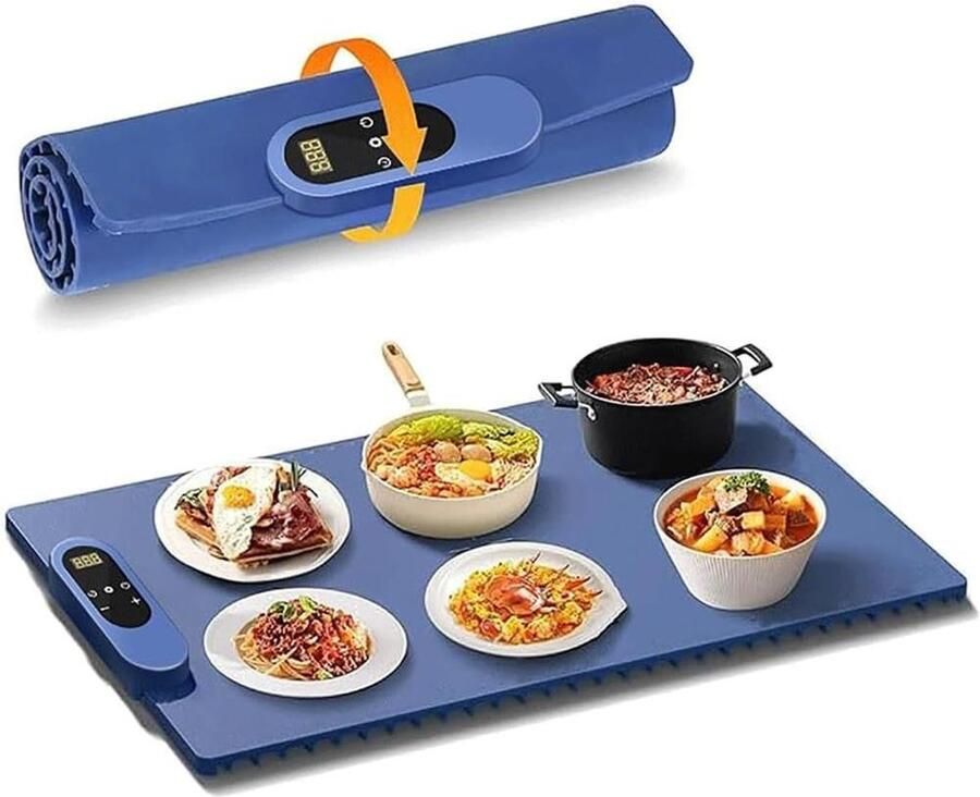 Voedselverwarmingsmat Warmhoudplaat Eten Warm Houden Snelle Verwarming 60x35 cm Zwart