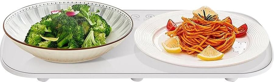 Voedselverwarmingsplaat Elektrische Bordenwarmer Feestbuffet Catering Thermische Isolatie 30x18 cm Wit