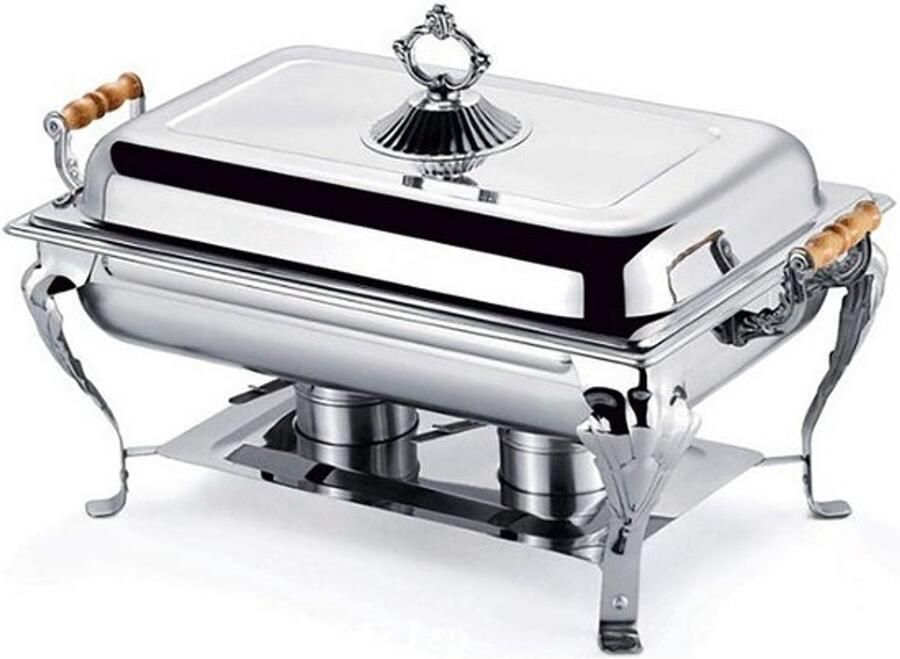 Voedselwarmer Chafing Dish Serveer Buffetten Organiseren Roestvrij Staal Spiegel 66 x 36 x 40 Cm Zilver