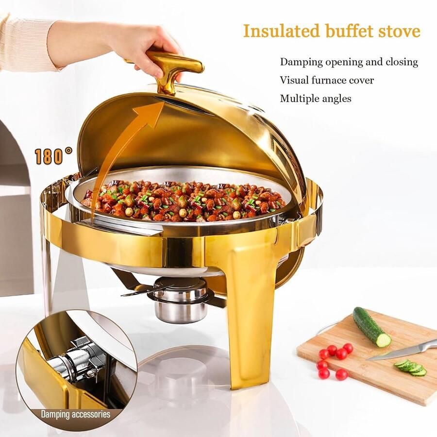 Voedselwarmer Buffet Warmhoudbak Gerechten Warm Houden Waterbad 6 Liter Zilver