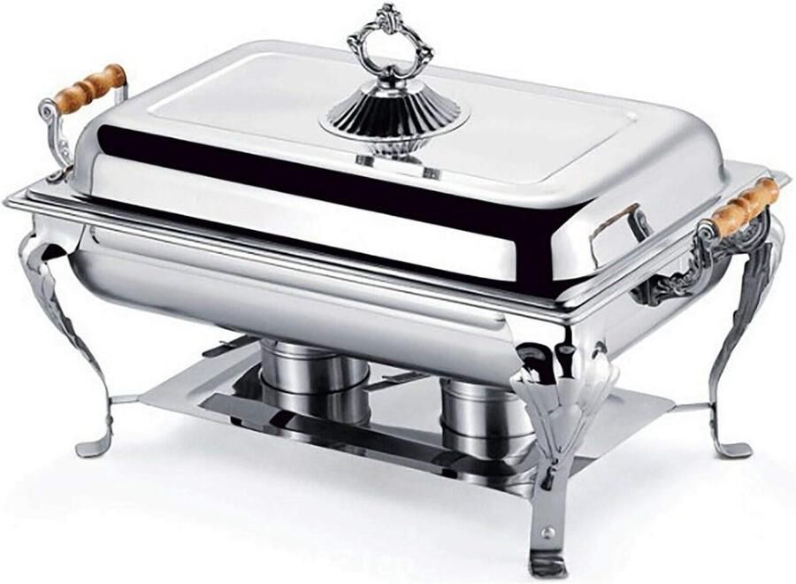 Voedselwarmer Chafing Dish Serveer Buffetten Organiseren Roestvrij Staal Spiegel 66 x 36 x 40 Cm Zilver