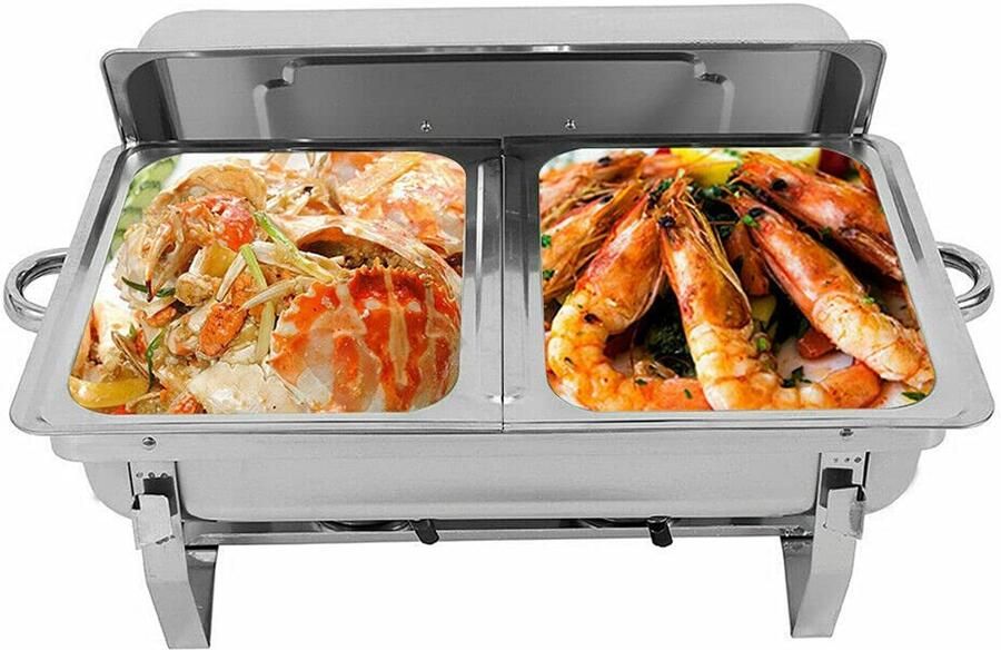 Voedselwarmer Chafing Dish Warmhoudcontainer Buffetwarmer Feesten Buffet Roestvrij Staal 75 liter Zilver