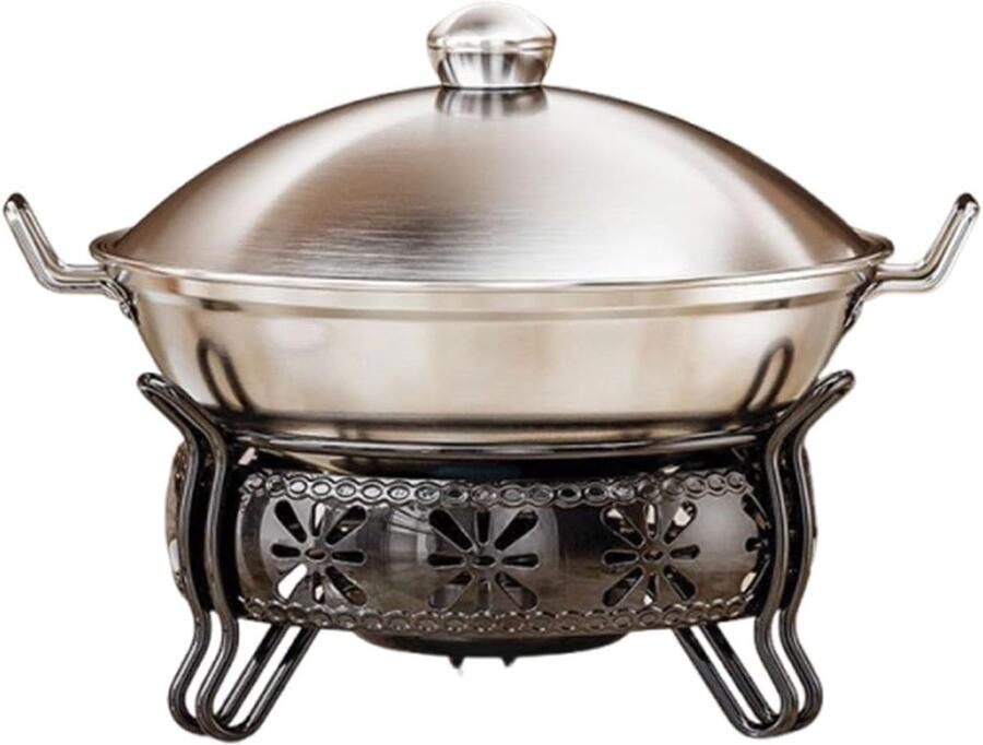 Voedselwarmer Container Buffetpan Eten Warm Houden Roestvrij Staal Ronde Vorm Zwart