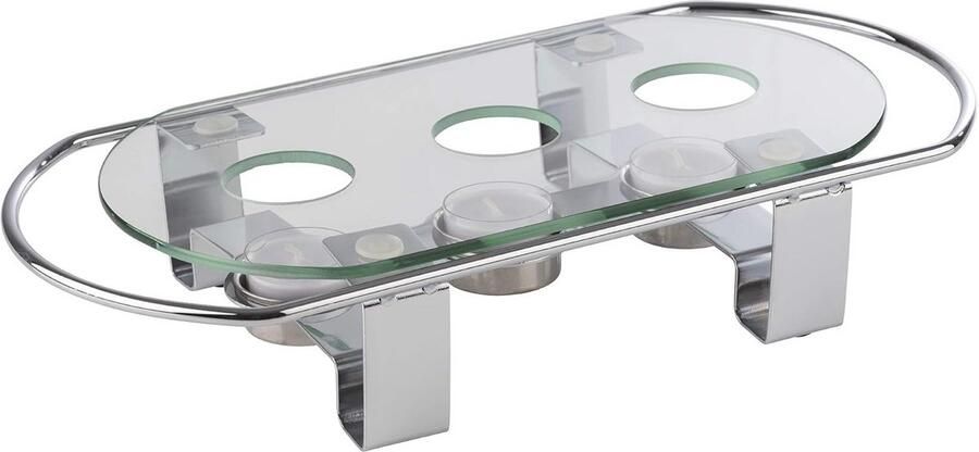 Voedselwarmer met 3 Vlammen en Glasplaat – Ideaal voor Buffet en Tafels