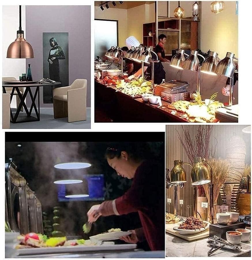 Voedselwarmer met lamp Buffet warmer Buffetten warm houden Verstelbare flexibele slang 70 cm hoog Goudkleurig