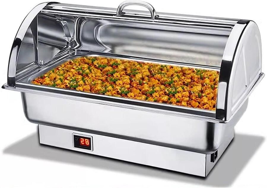 Voedselwarmer Pannen Warmhoudcontainer Buffet Warm Houden Roestvrijstalen Voedselpan 13.5L Zilver