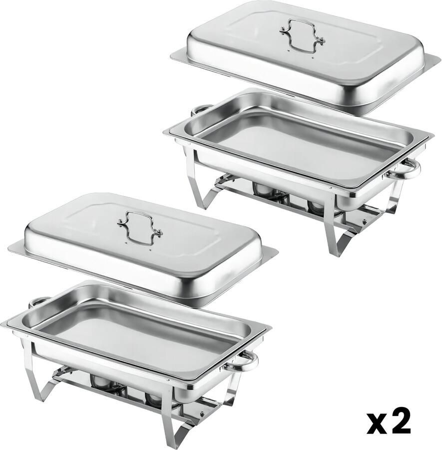 Voedselwarmer RVS – Buffet Warmhoudbak – Met Deksel Waterbak & Brandstofhouder – Voor Thuis en Horeca