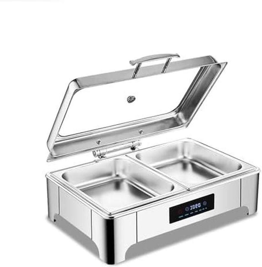 Voedselwarmer Serveerpan Buffet Warm Houden Instelbare Temperatuur Rechthoekig Zilver