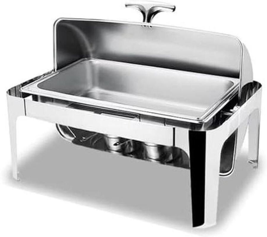 Voedselwarmer Serveerset Buffetwarmer Serveerlade Feesten en Bijeenkomsten Roestvrij Staal 64 x 46 x 44 cm Zilverkleurig