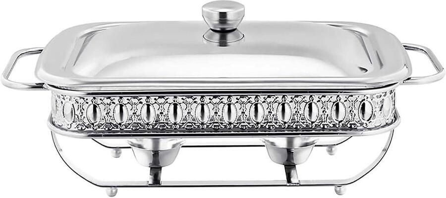 Voedselwarmer Set Buffet Schalen Feestelijk Diner Roestvrij Staal 2 Liter Capaciteit Zilver