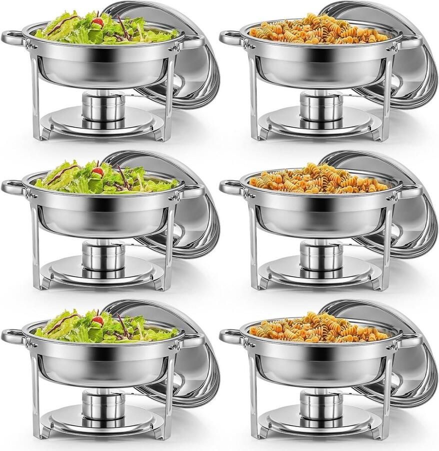 Ronde Voedselwarmer Buffet Serveerschaal Grote Gelegenheden Stapelbaar Ontwerp 5 Liter Capaciteit Roestvrij Staal