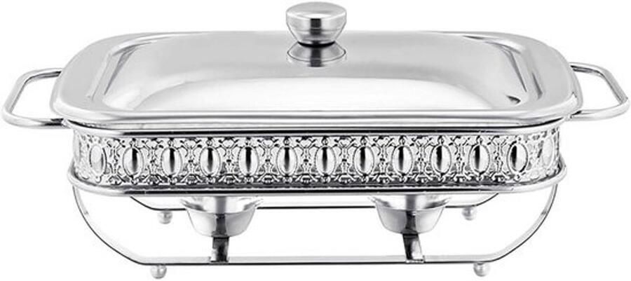Voedselwarmer Set Buffet Server Eten Warm Houden Gehard Glas Deksel 2 Liter Capaciteit Zilver