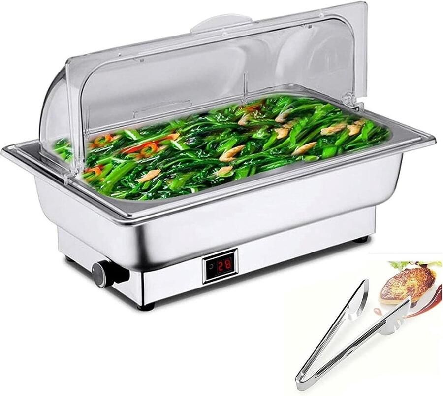 Voedselwarmer Set Buffet Server Warm Eten Houden Instelbare Temperatuur 9L Capaciteit Zilver