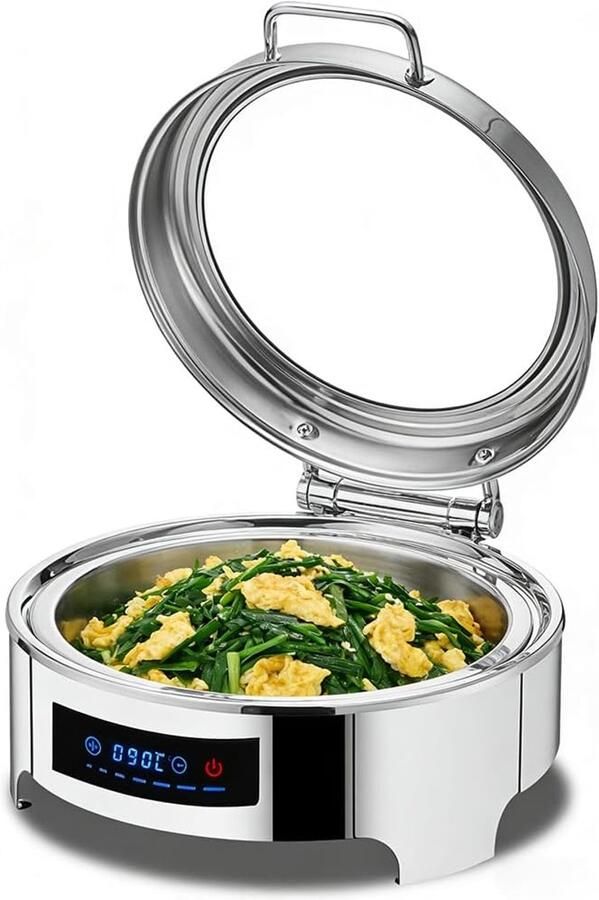 Voedselwarmer Set Buffet Warmer Feesten en Buffetten Instelbare Temperatuur 9L Capaciteit Zilver