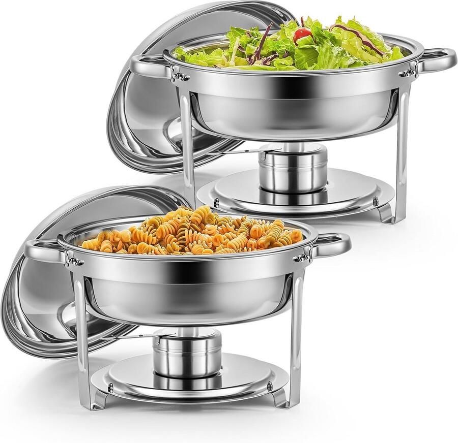 Voedselwarmer Set Buffet Warmhoudbak Feestelijke Bijeenkomsten Duurzaam Roestvrij Staal 5 Liter Capaciteit Zilverkleurig