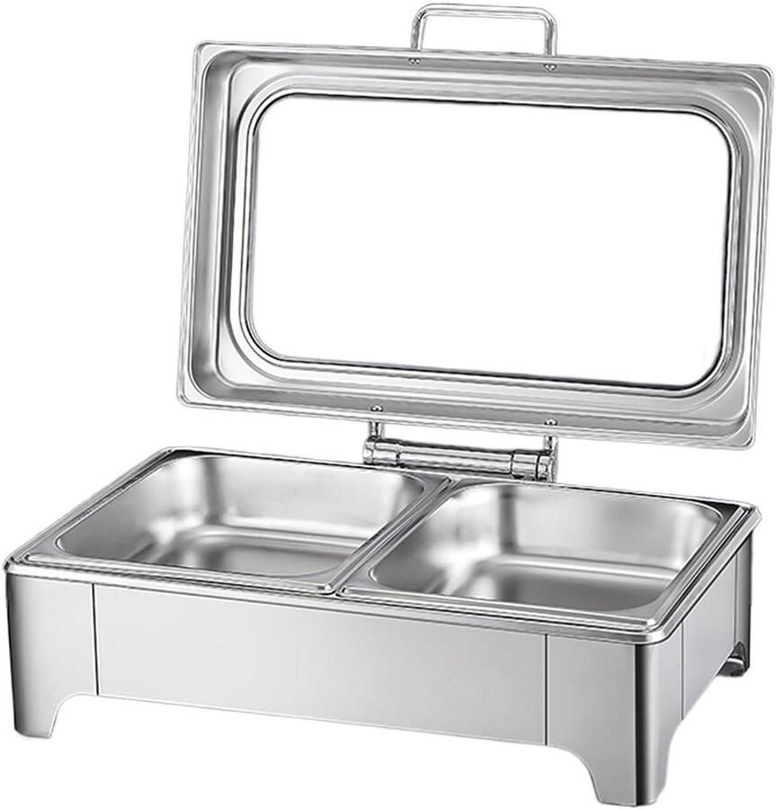 Voedselwarmer Set Warmhoudbak Feestelijke diners Instelbare temperatuur 13.5L capaciteit Zilverkleurig