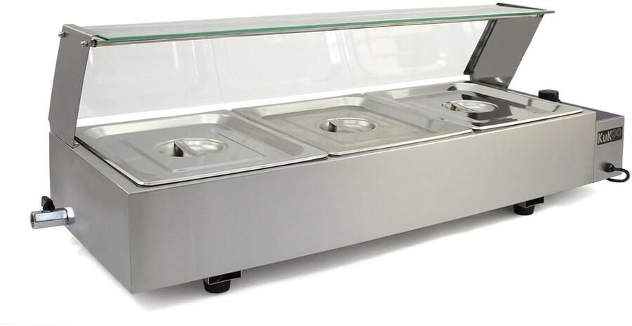 Voedselwarmer Warmhoudapparaat Bain-Marie Buffet Warm Houden Roestvrij Staal 93 cm Zilver