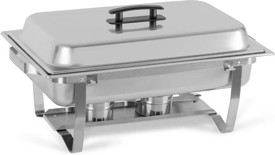 Voedselwarmer Warmhoudbak Buffet Eten Warm Houden Inklapbaar Onderstel 9 Liter Inhoud Zilverkleurig