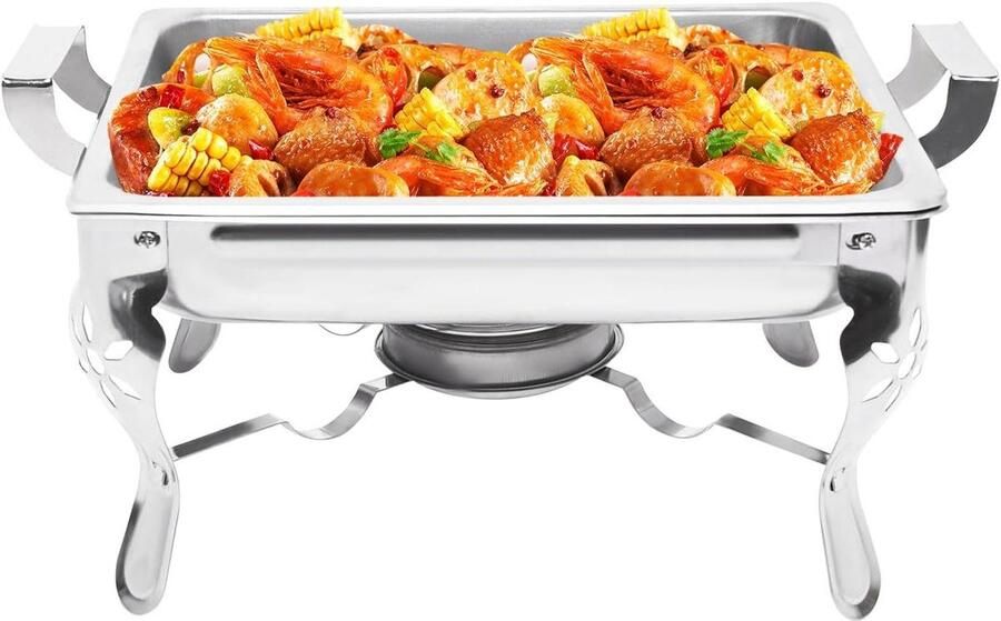 Voedselwarmer Warmhoudcontainer Buffetwarmer Buffetten Warm Houden Roestvrij Staal Corrosiebestendig 6 Liter Zilver