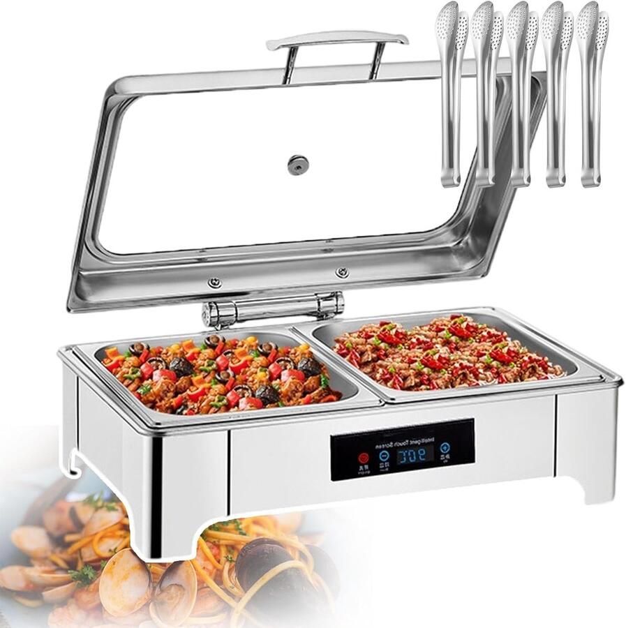 Voedselwarmer Warmhoudplaat Buffet Warmhouden Temperatuurregeling 45-90°C 135L Capaciteit Zilver