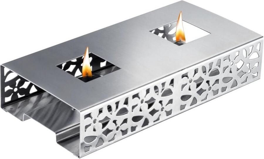 Voedselwarmer Warmhoudplaat Gerechten Warm Houden Met Theelichthouders 24 x 12 cm Zilver