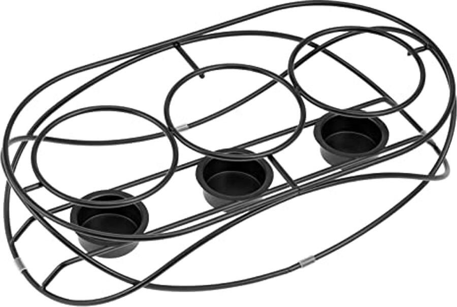 Voedselwarmer Warmhoudplaat Stoofje Gerechten Warm Houden Voor 3 theelichtjes 30 x 16 cm Zwart