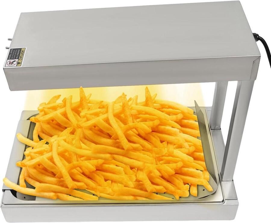 Voedselwarmer Warmhoudstation Friet Warm Houden Snelle Infrarood Verwarming 56 x 33 x 46.5 cm Zilver
