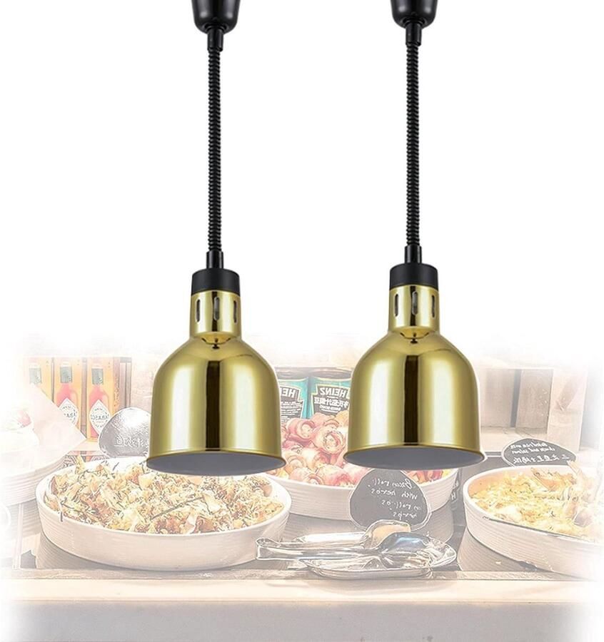 Voedselwarmers Buffetlampen Eten Warm Houden Uitschuifbare Hoogte 2 stuks Goud