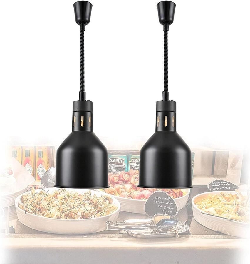 Voedselwarmers Warmtelampen Buffet Warm Houden Uitschuifbare Hoogte 2 stuks Zwart
